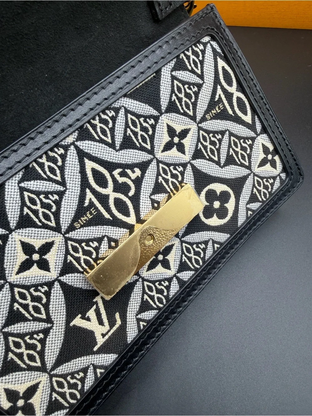 Louis Vuitton Black Blue Jacquard Since 1854 Dauphine Chain Wallet